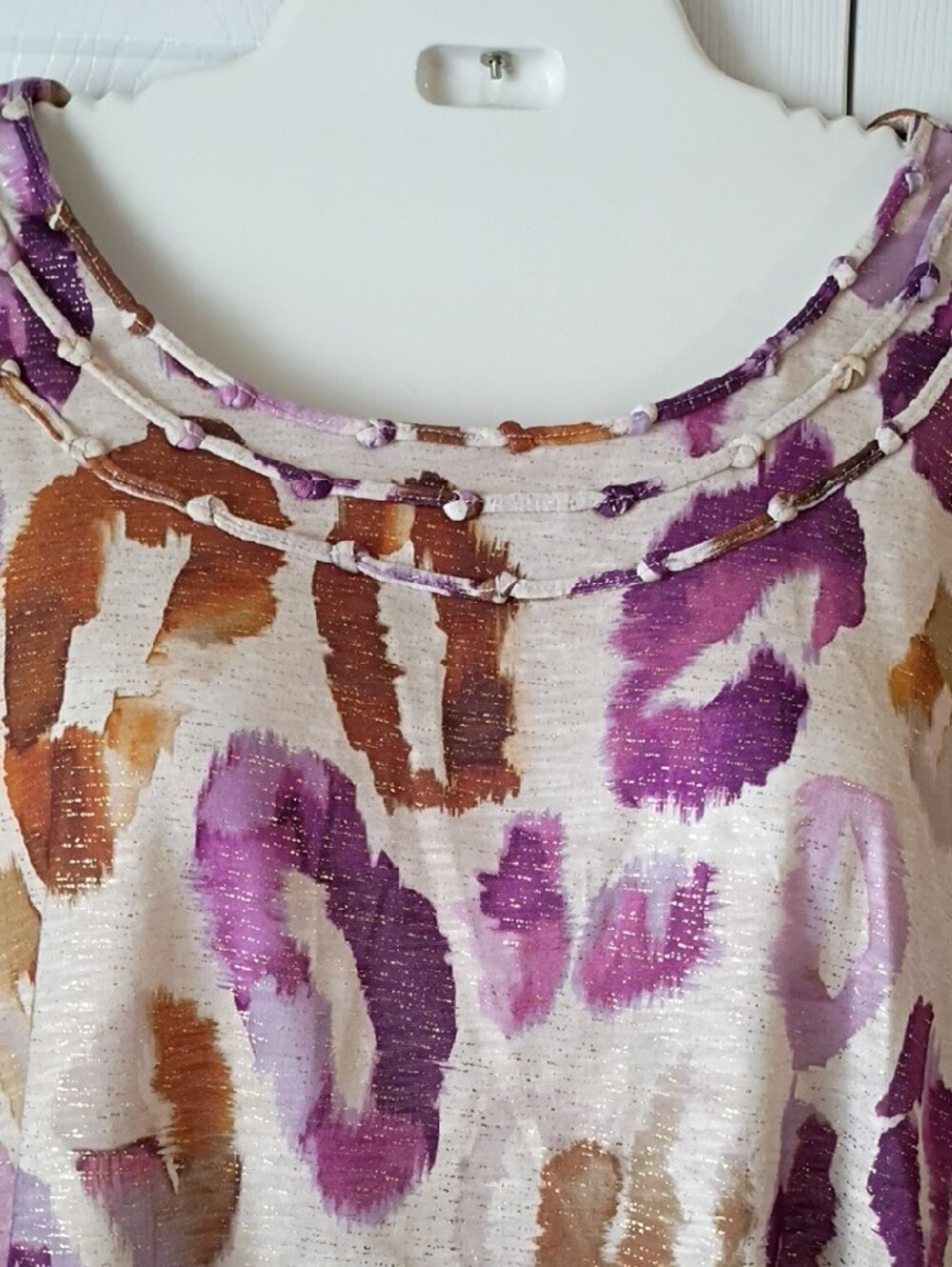 Alfred Dunner Purple & Brown Animal-Print Scoop Neck Top XL - Picture 2 of 9